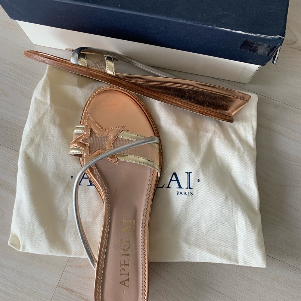 Strappy mini wedge metallic sandal/slides - Picture 4 of 5